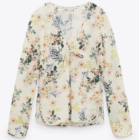 Zara Tops - ZARA Sheer Floral Blouse Women's Top  Size S